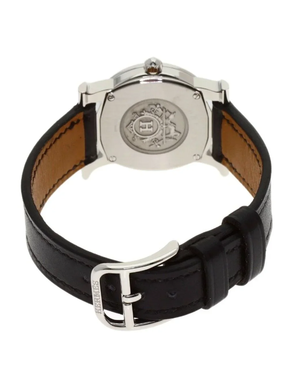 Hermes H Watch Ronde Bezel Diamond SS Leather